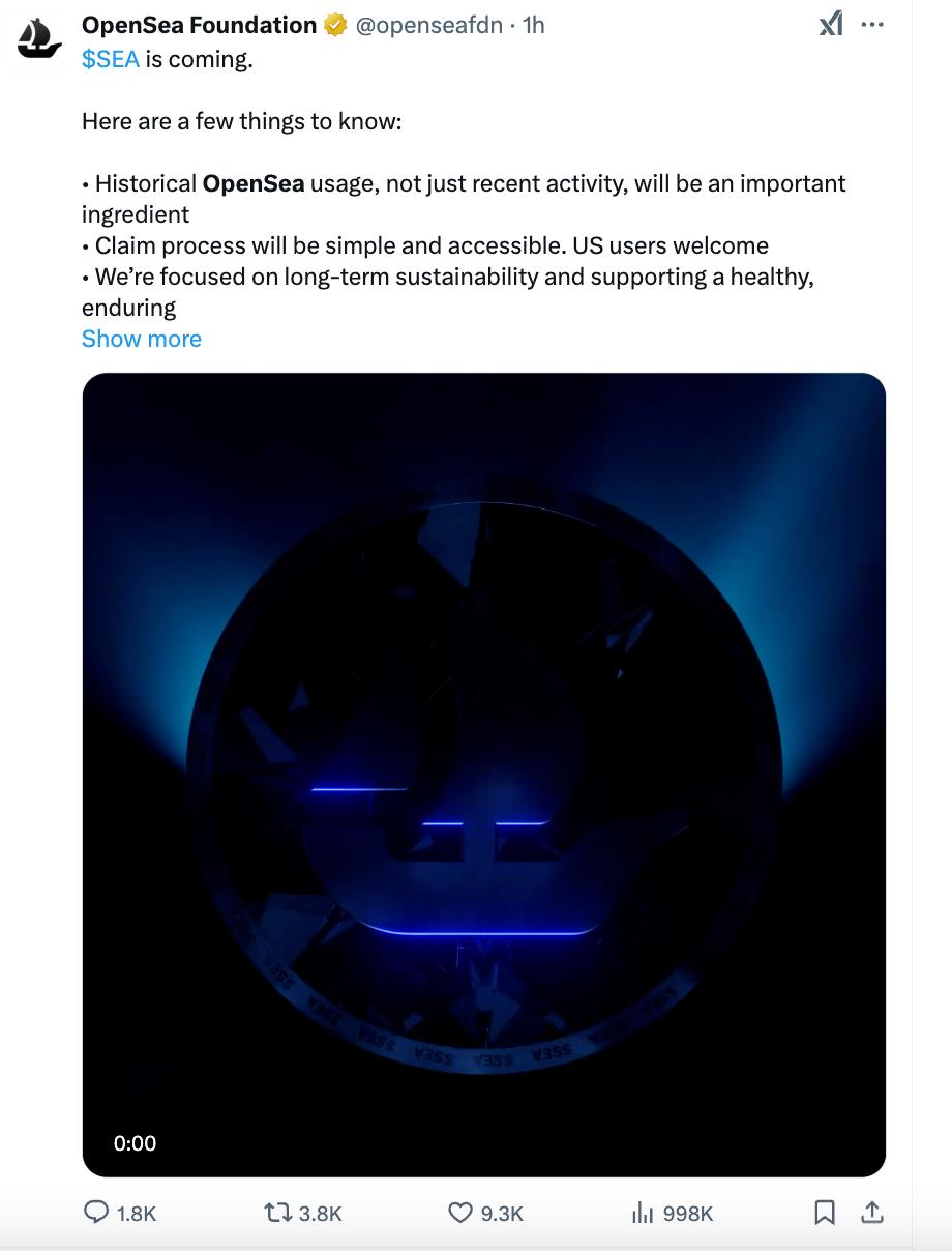 七年沉浮之后,OpenSea 还是选择了发币 第1张 七年沉浮之后,OpenSea 还是选择了发币 第1张