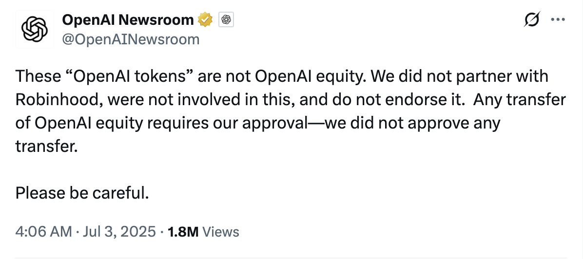 OpenAI为什么不想在Robinhood上交易「股票」? 第1张 OpenAI为什么不想在Robinhood上交易「股票」? 第1张