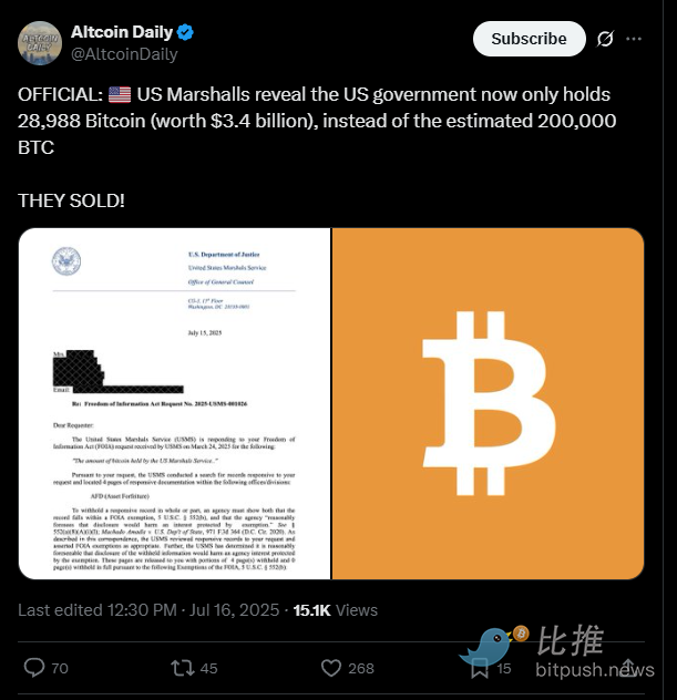 美法警局偷偷卖了 17 万枚 BTC？史诗级补仓要来了吗? 第2张